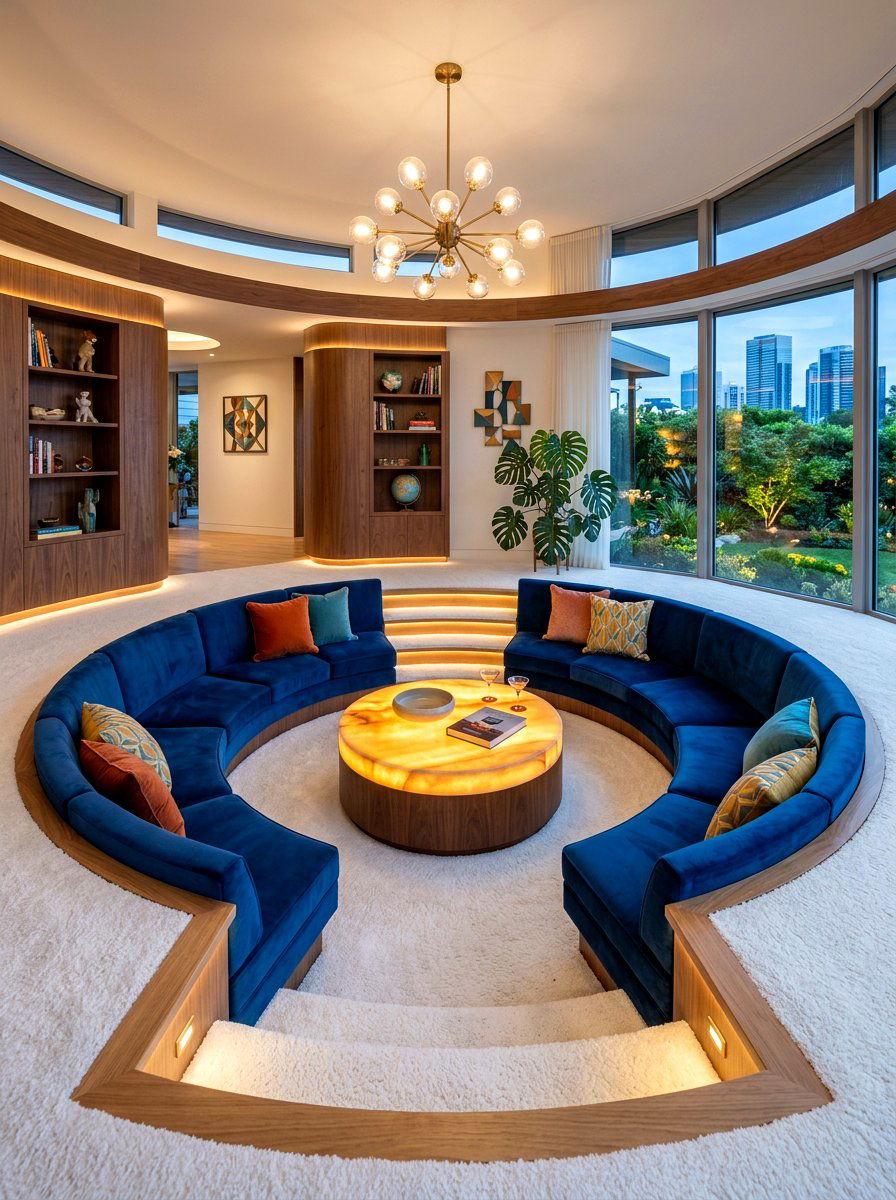Sunken Living Room - 30 futuristic glam living room ideas