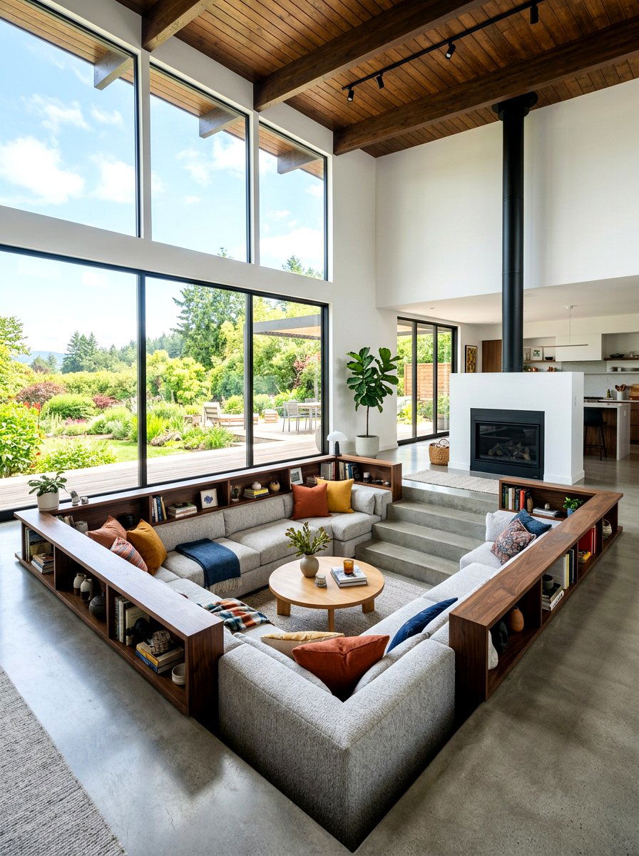 Sunken Living Room - 30 newstalgia home decor ideas