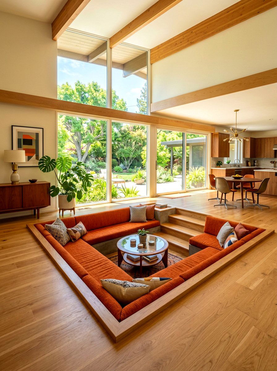 Sunken Living Room - 30 open plan with cozy zones ideas