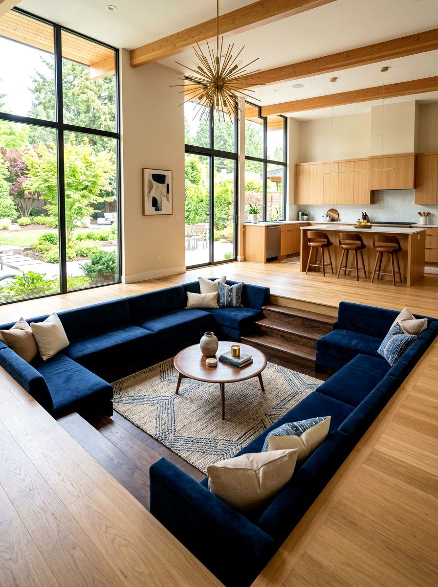 Sunken Living Room - 30 semi open floor plan ideas