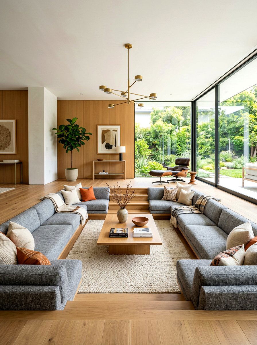 Sunken Living Room Lounge - 30 split level seating ideas