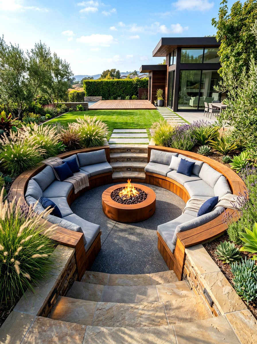 Sunken Lounge Area - 30 modern landscaping ideas