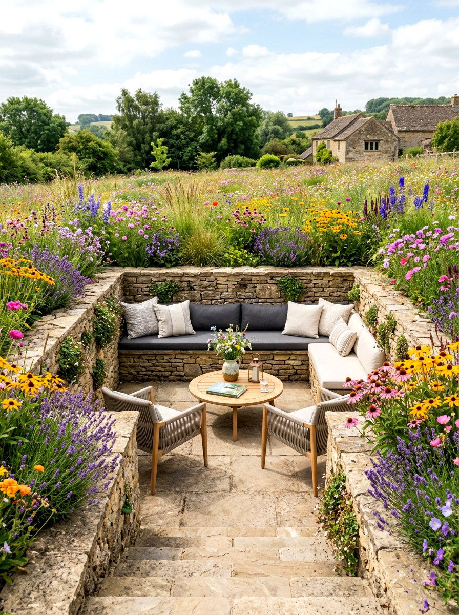 Sunken Meadow Seating - 30 meadow style backyard ideas