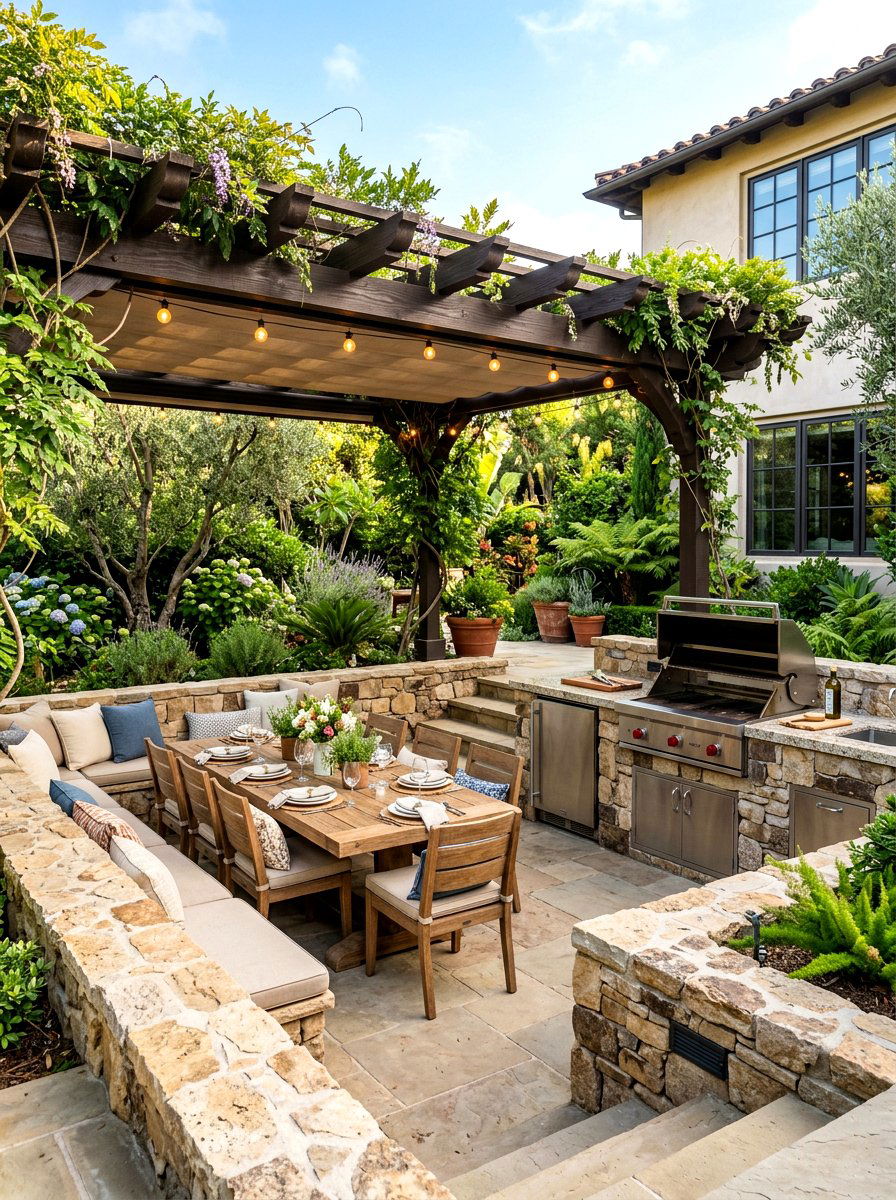 Sunken Outdoor Kitchen Seating - 30 split level seating ideas