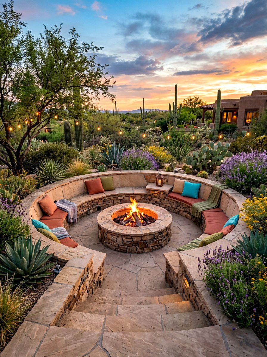Sunken Patio Fire Pit - 30 split level seating ideas