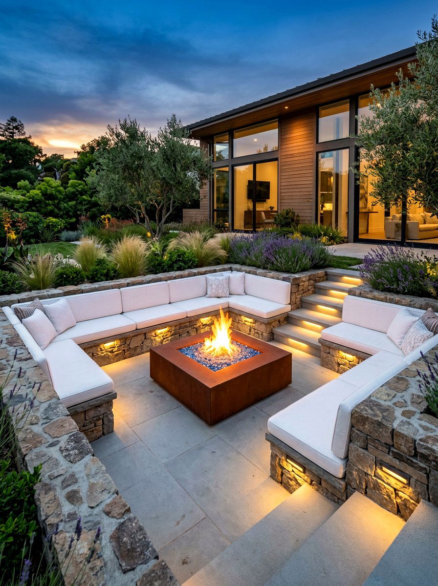Sunken Patio Fire Table Layout - 30 fire table patio ideas