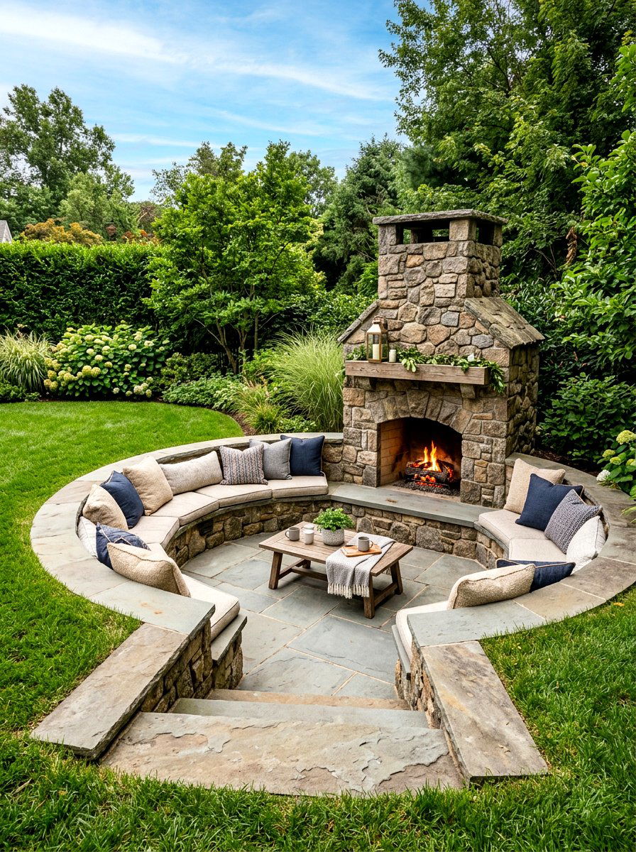 Sunken Patio Fireplace Design - 30 patio fireplace ideas