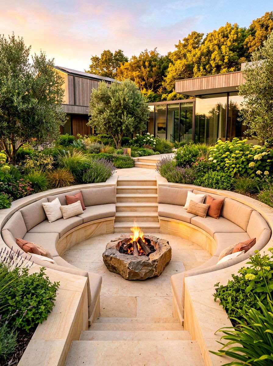 Sunken Patio Lounge - 30 built in sunbed patio ideas
