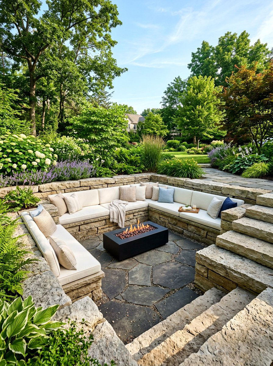 Sunken Patio Seating Area - 30 luxury patio lounge ideas