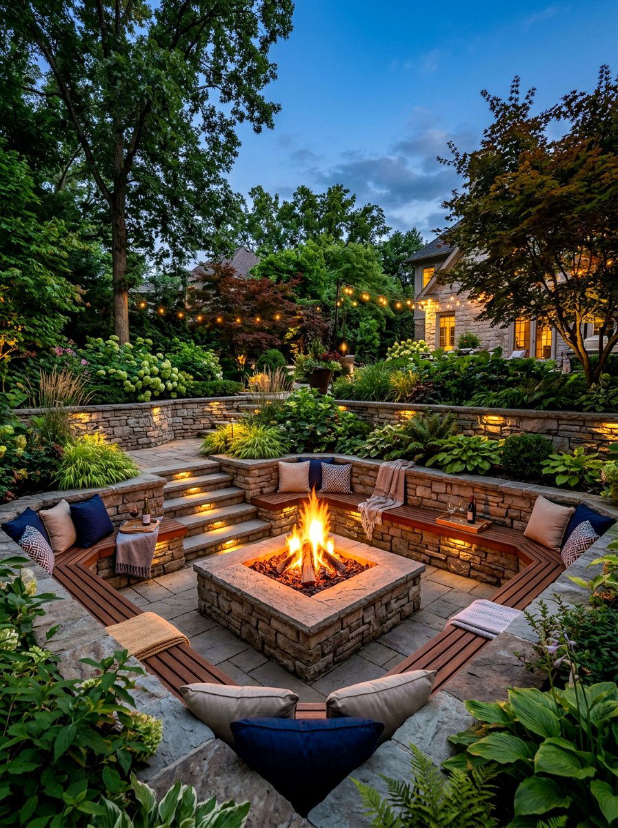 Sunken Patio Seating - 30 built in patio bench ideas