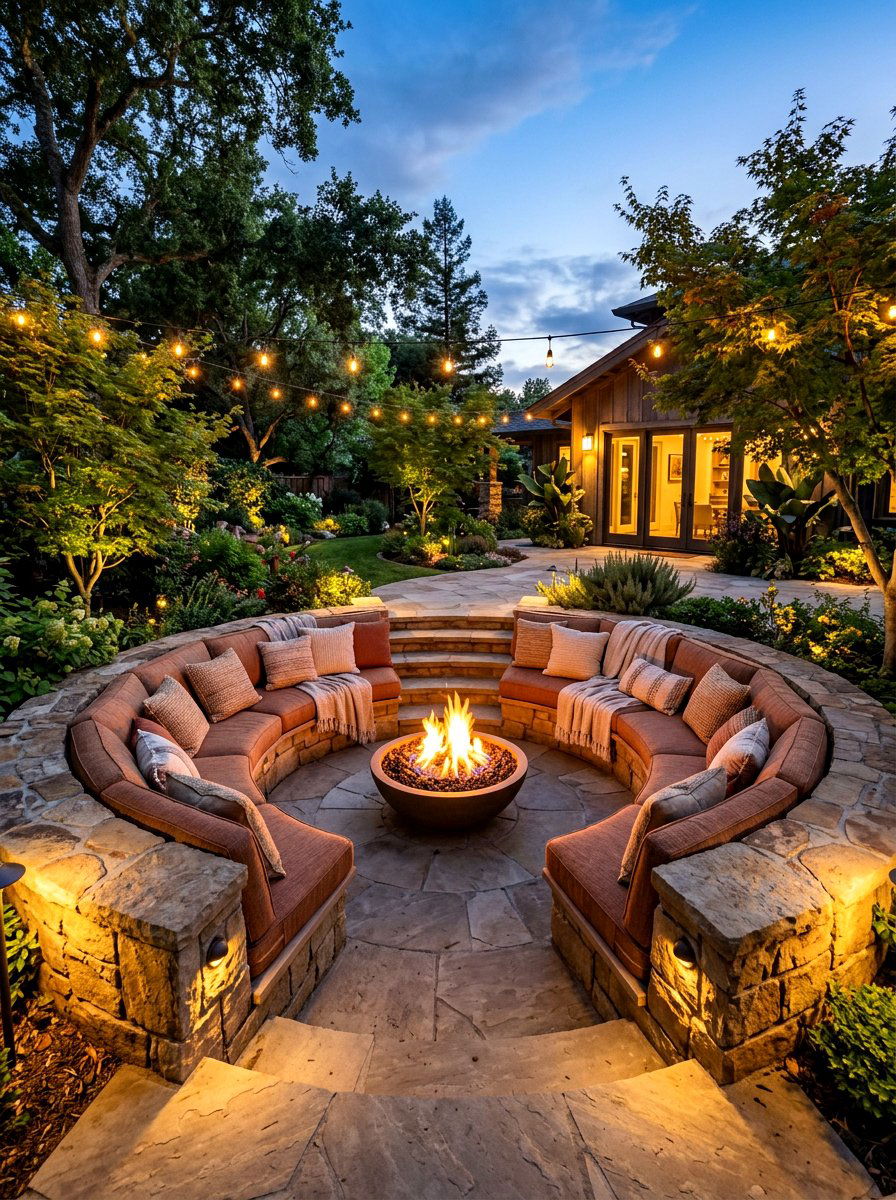Sunken Pit Curved Sofa - 30 curved patio sofa ideas