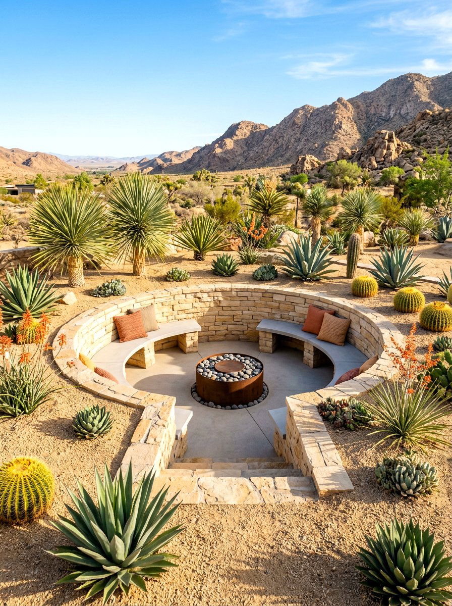 Sunken Pit Desert Landscaping - 30 conversation pit backyard ideas