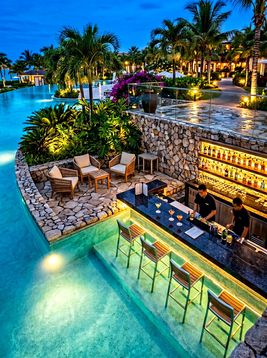 Sunken Pool Bar - 30 outdoor bar ideas