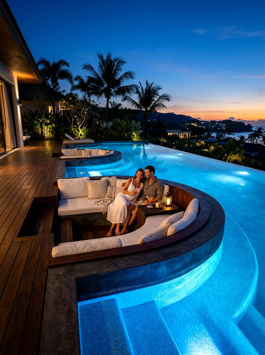 Sunken Pool Daybed - 30 poolside daybed cabana ideas