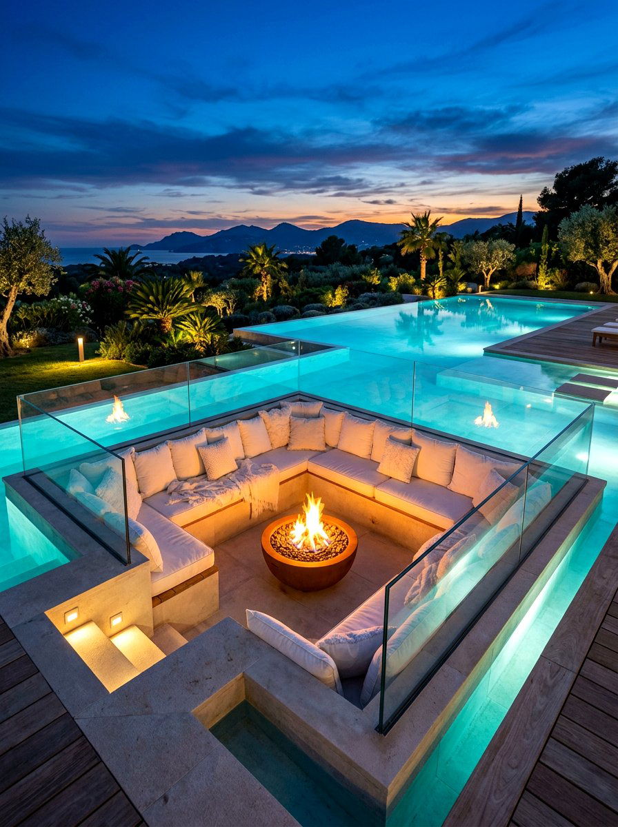 Sunken Pool Lounge - 30 lap pool backyard decor ideas