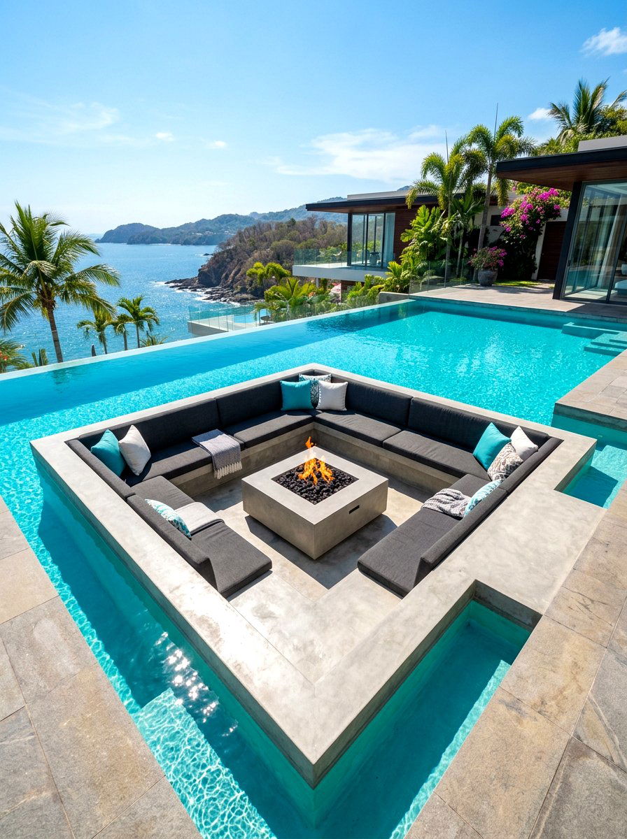 Sunken Pool Seating - 30 poolside lounge ideas
