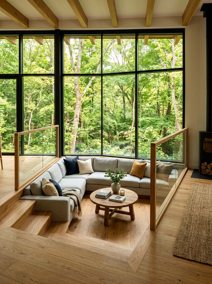 Sunken Room Large Windows - 30 sunken living room ideas