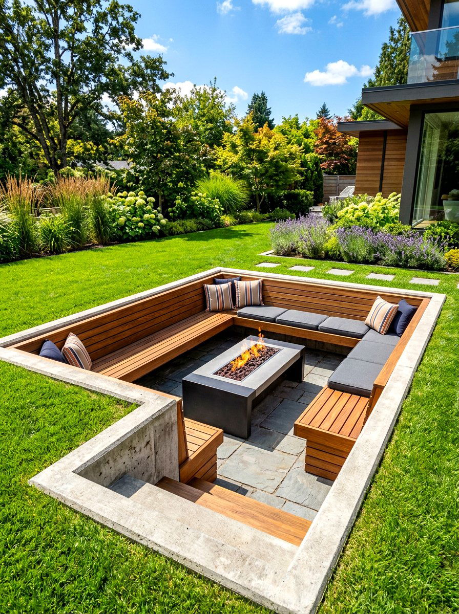 Sunken Seating Area - 30 modern backyard ideas
