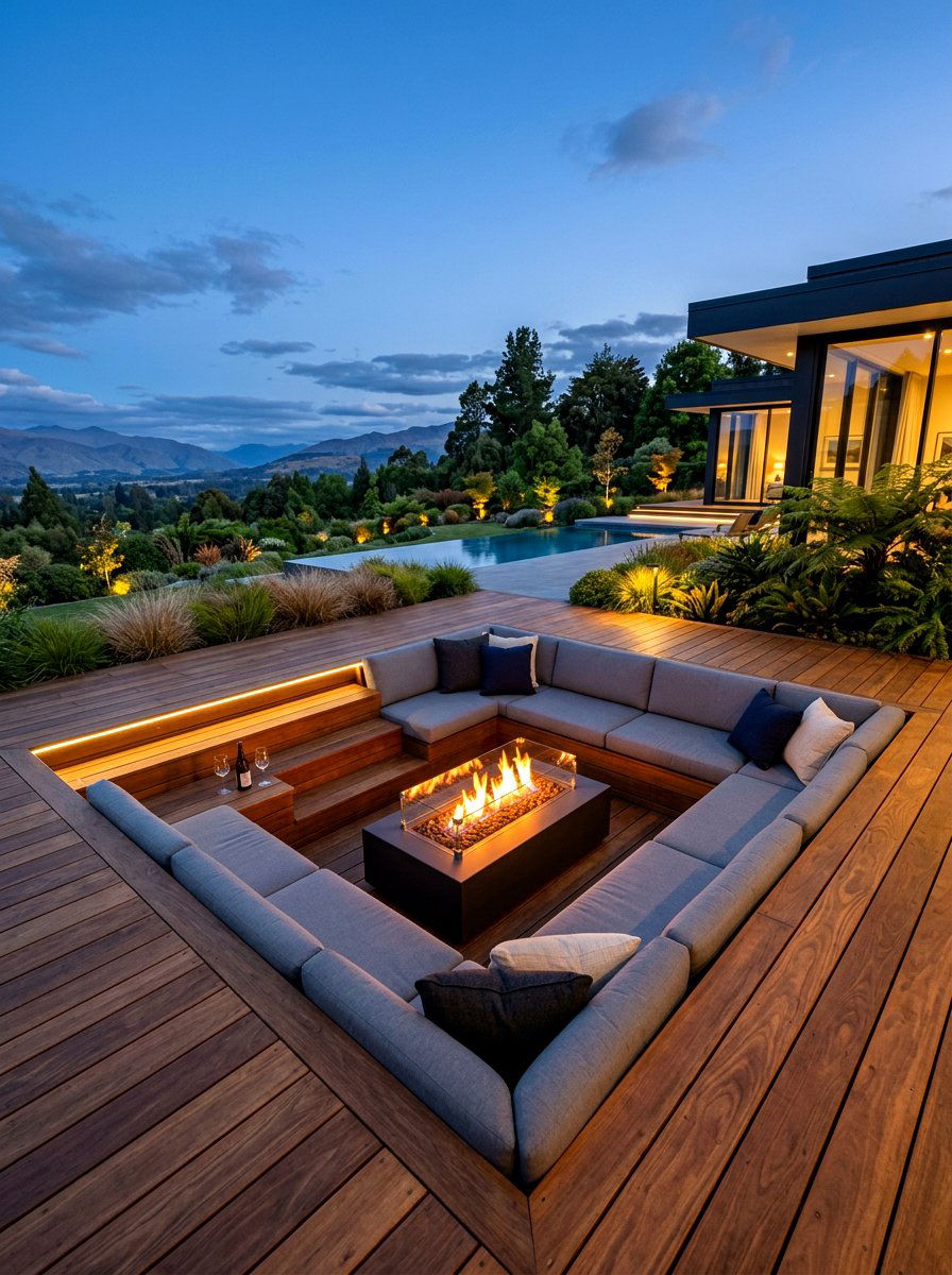 Sunken Seating Area - 30 resort style backyard ideas