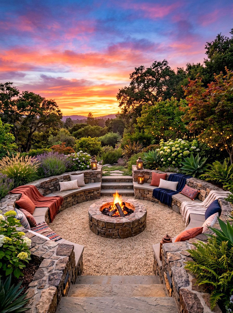 Sunken Seating Area - 30 Tuscan courtyard ideas