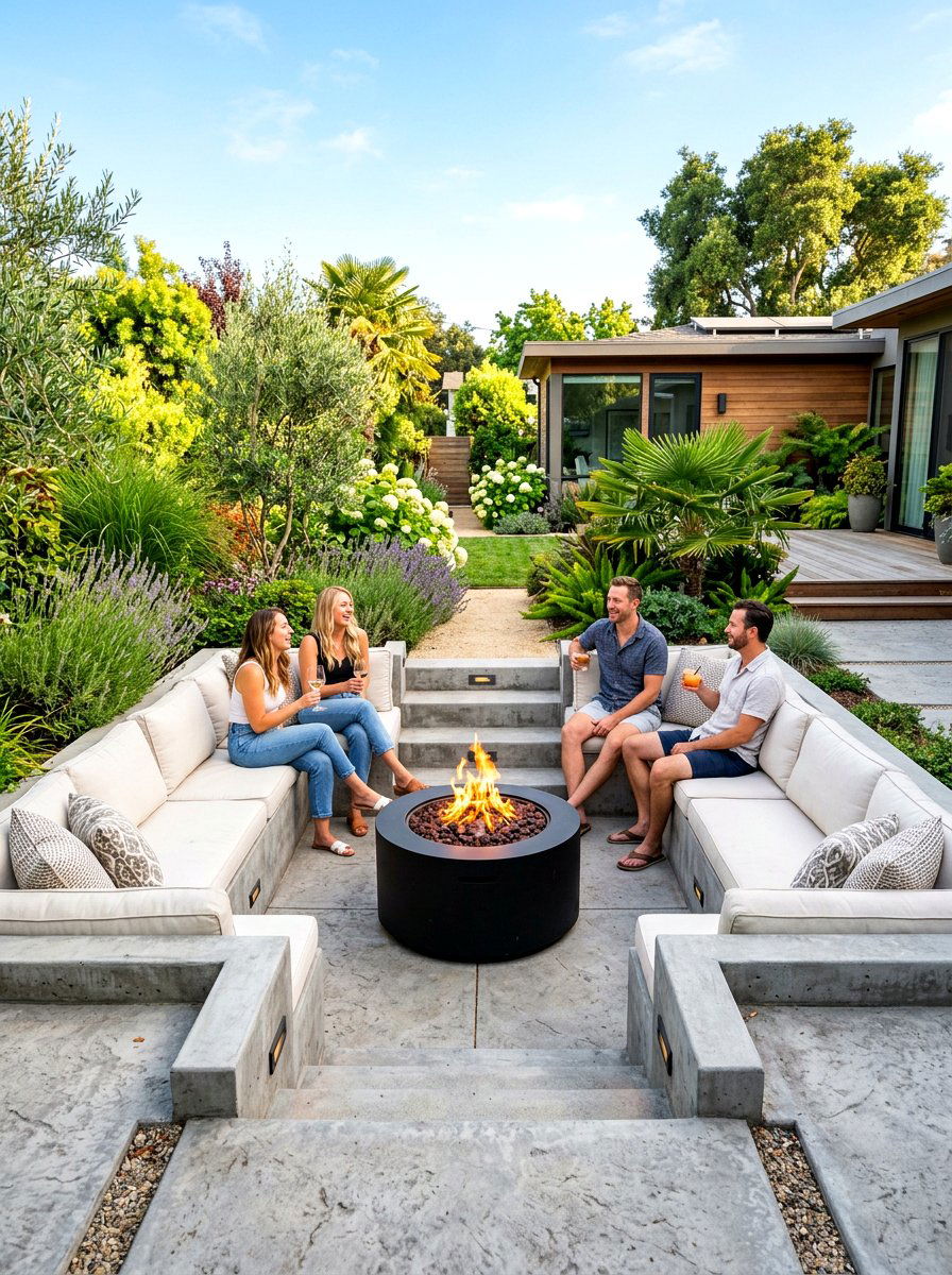 Sunken Seating Area With Fire Pit - 30 conversation pit backyard ideas
