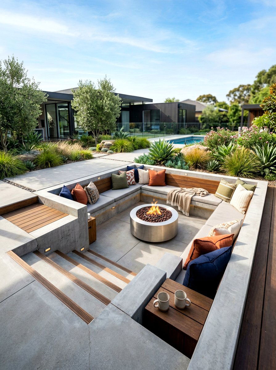 Sunken Seating Lounge - 30 courtyard patio ideas