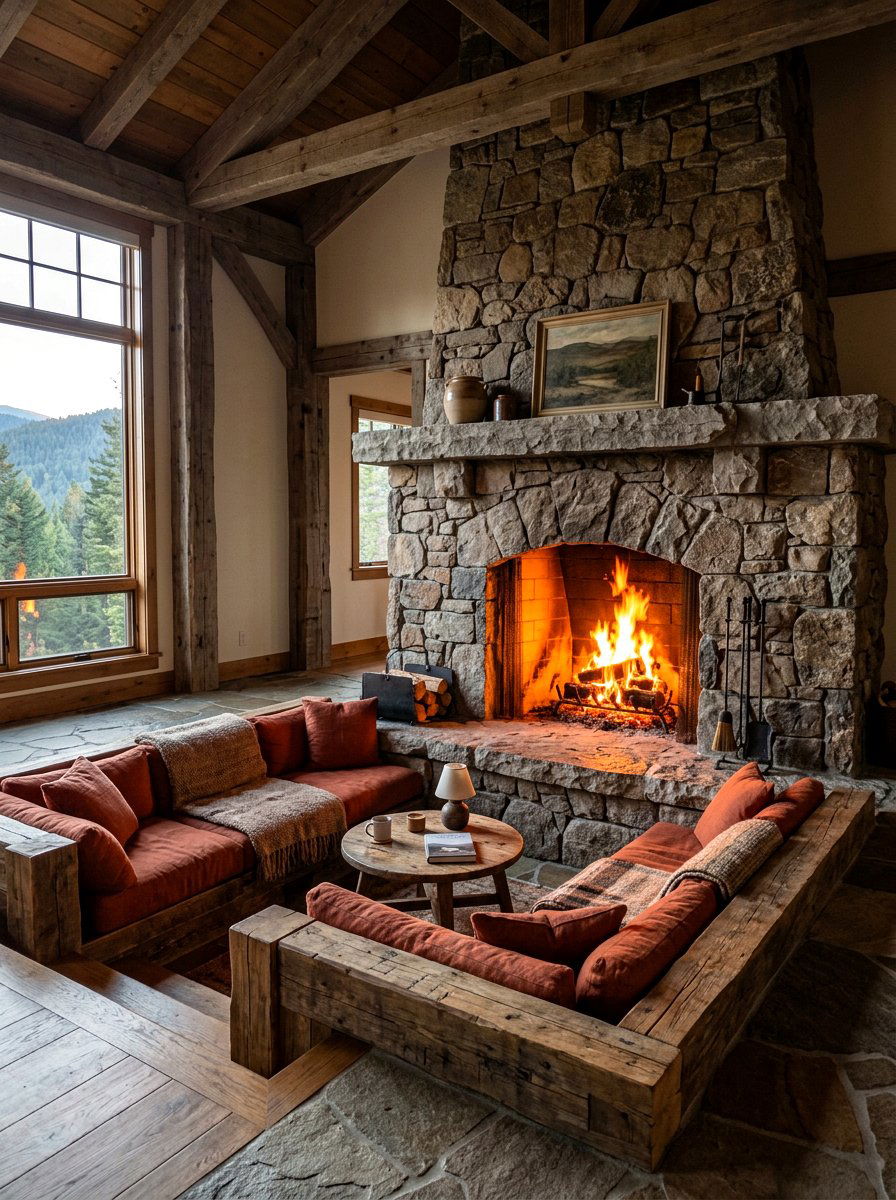 Sunken Seating Near Fireplace - 30 conversation pit living room ideas