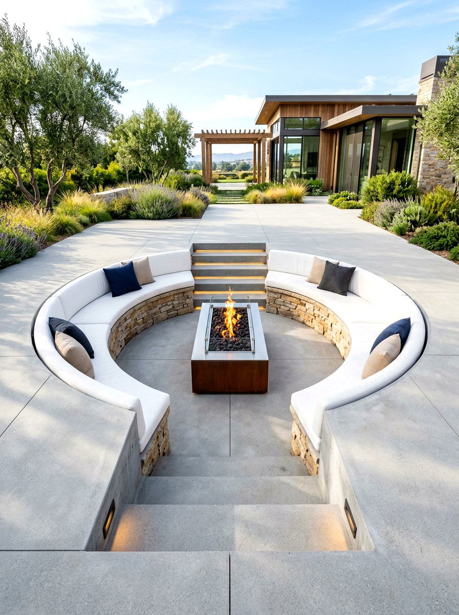 Sunken Seating Pit - 30 family backyard seating ideas