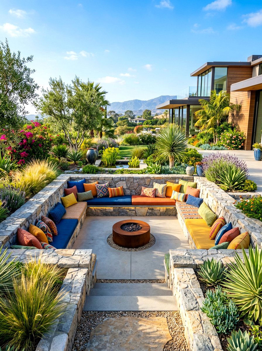 Sunken Seating Pit - 30 stargazing backyard ideas