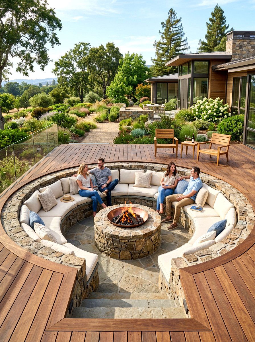 Sunken Seating Pit - 30 backyard entertaining zone ideas