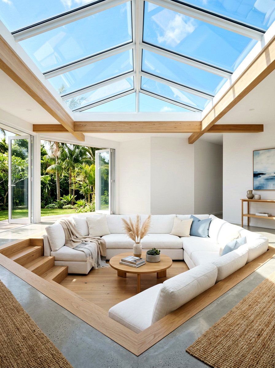 Sunken Seating Under Skylight - 30 conversation pit living room ideas