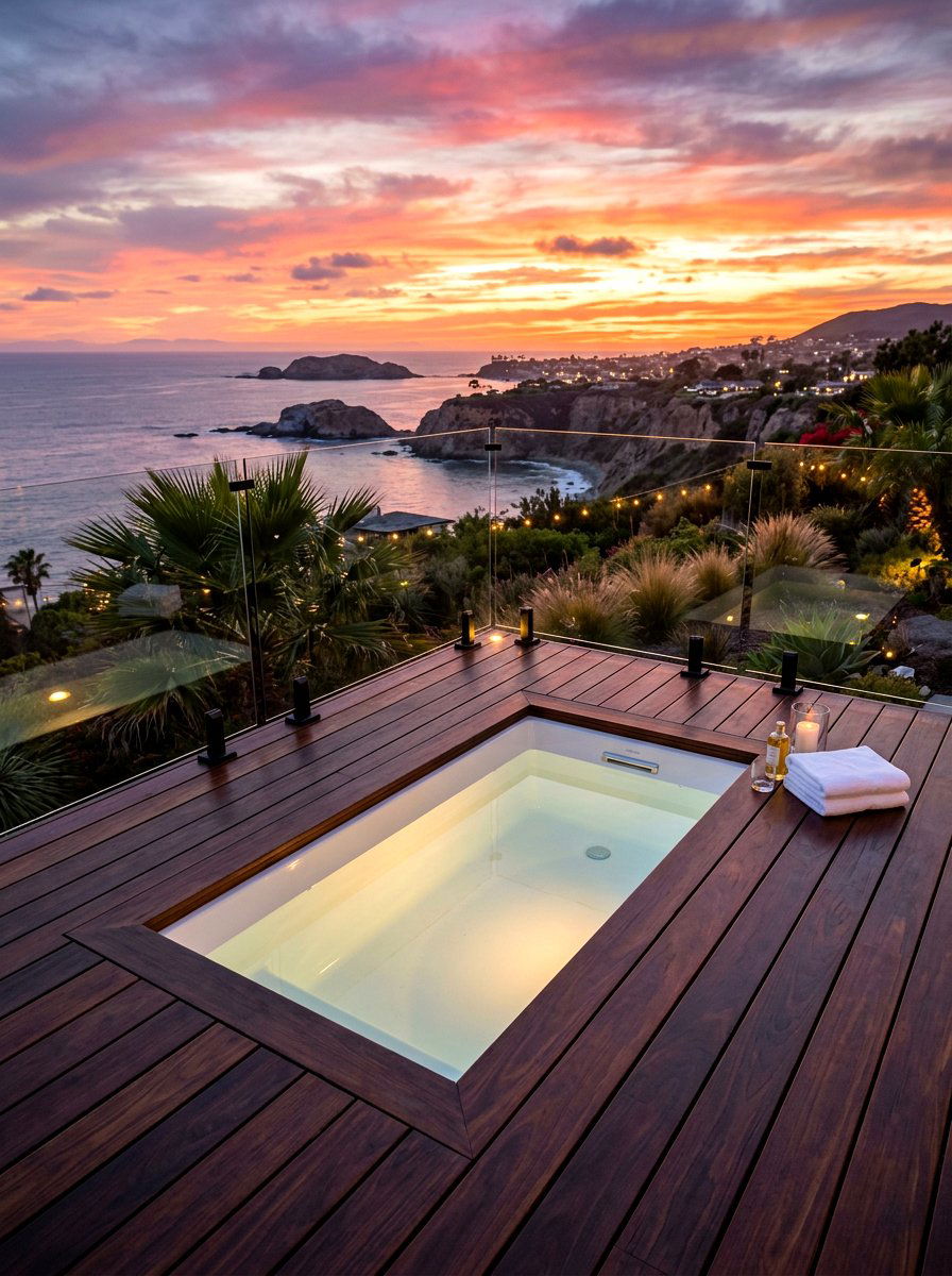 Sunken bathtub deck - 30 outdoor bath ideas