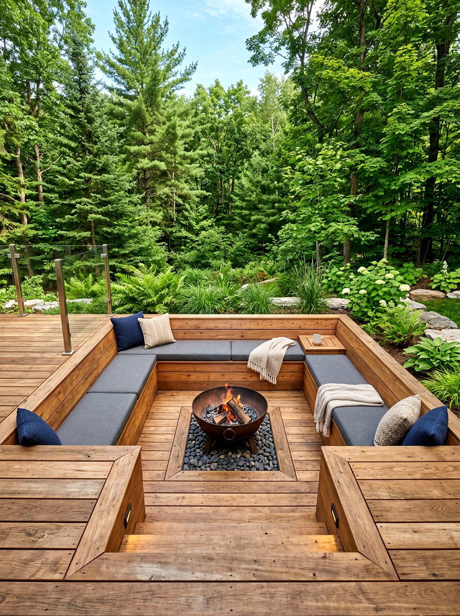 Sunken deck seating area - 30 sunken conversation pit ideas