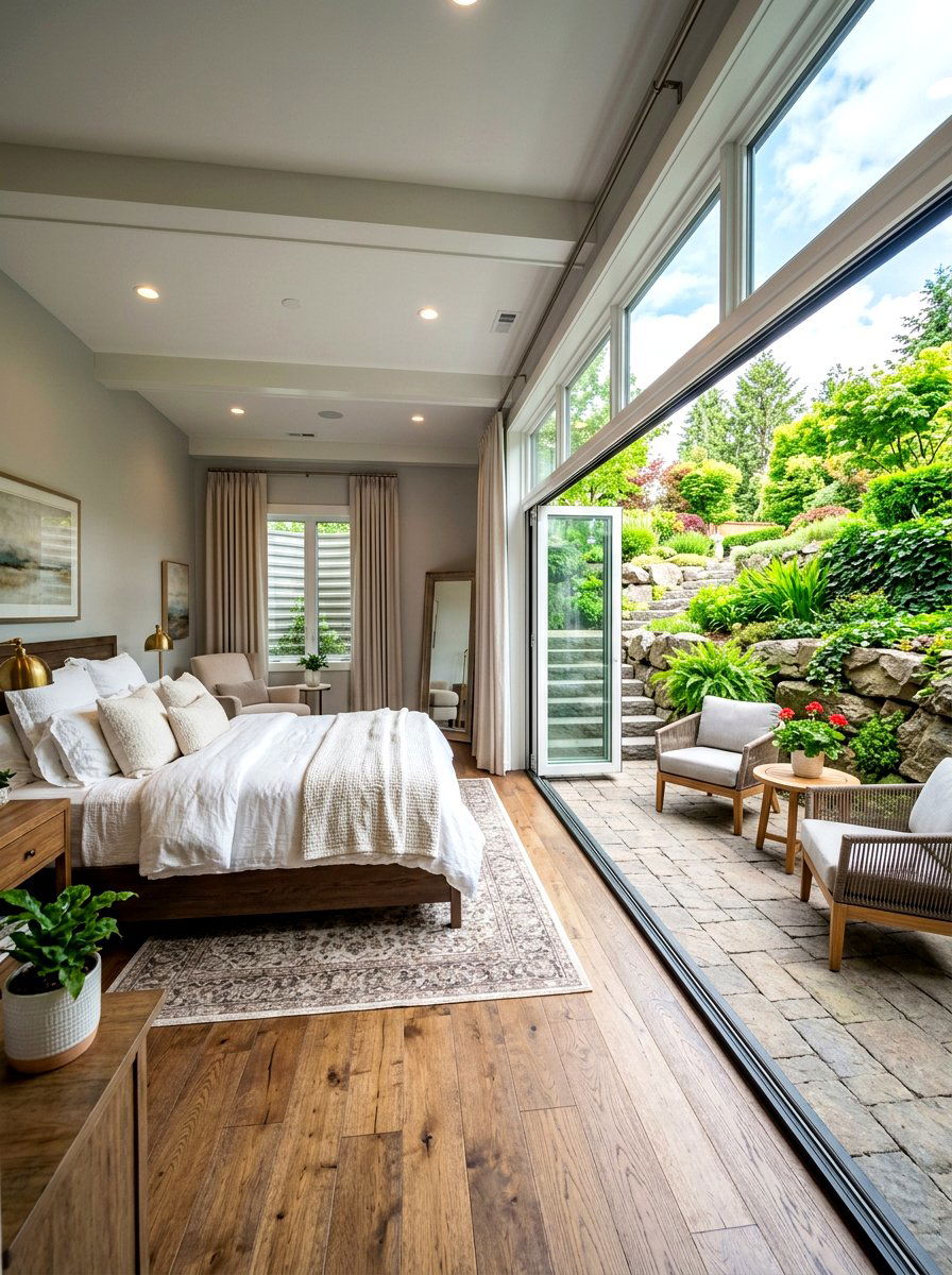 Sunken egress patio design - 30 basement bedroom egress ideas