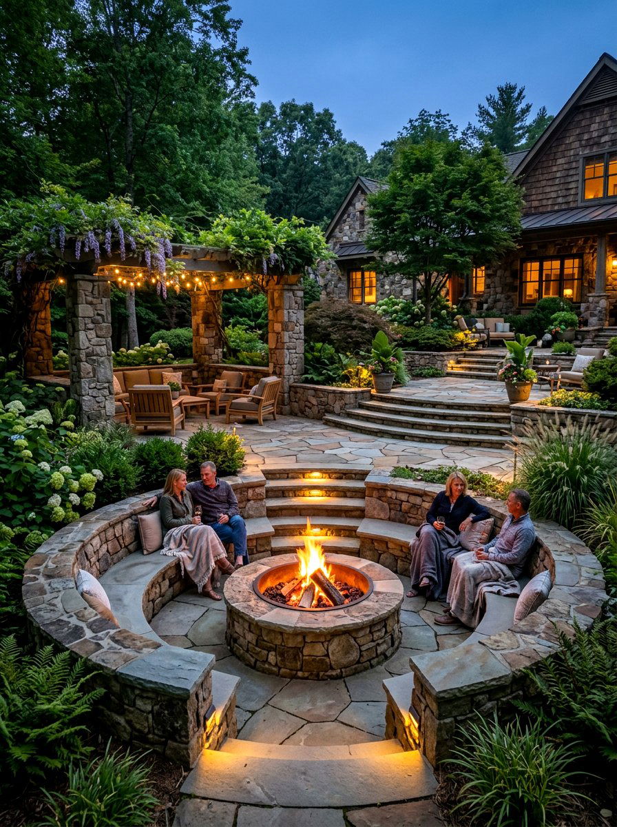 Sunken fire pit - 30 patio fire pit ideas