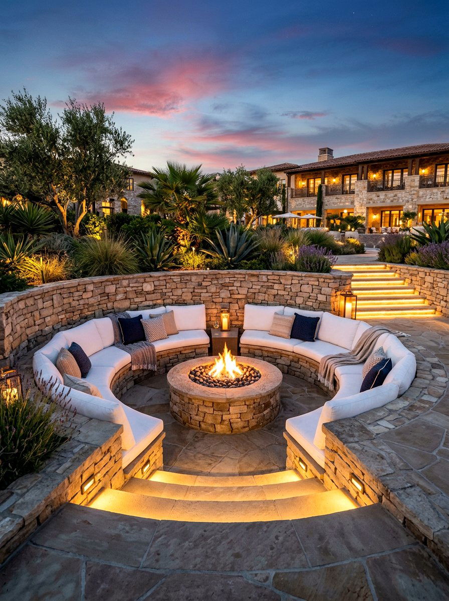 Sunken fire pit seating - 30 fire pit ideas