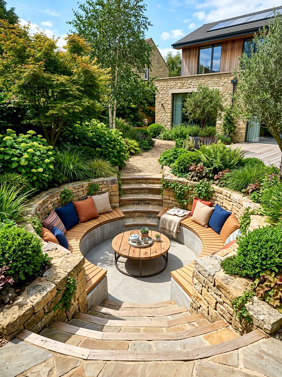 Sunken garden pit - 30 outdoor reading garden ideas