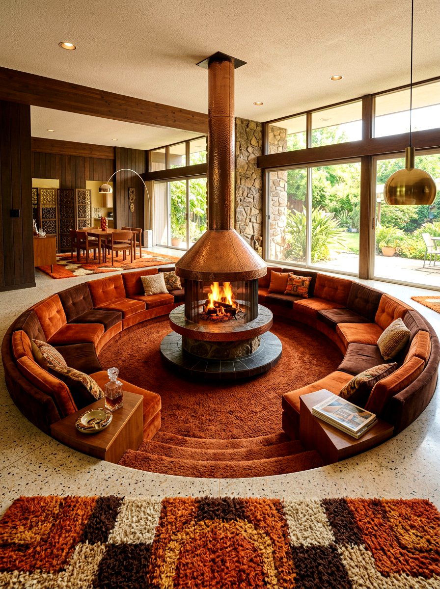 Sunken living room hearth - 30 hearth seating ideas