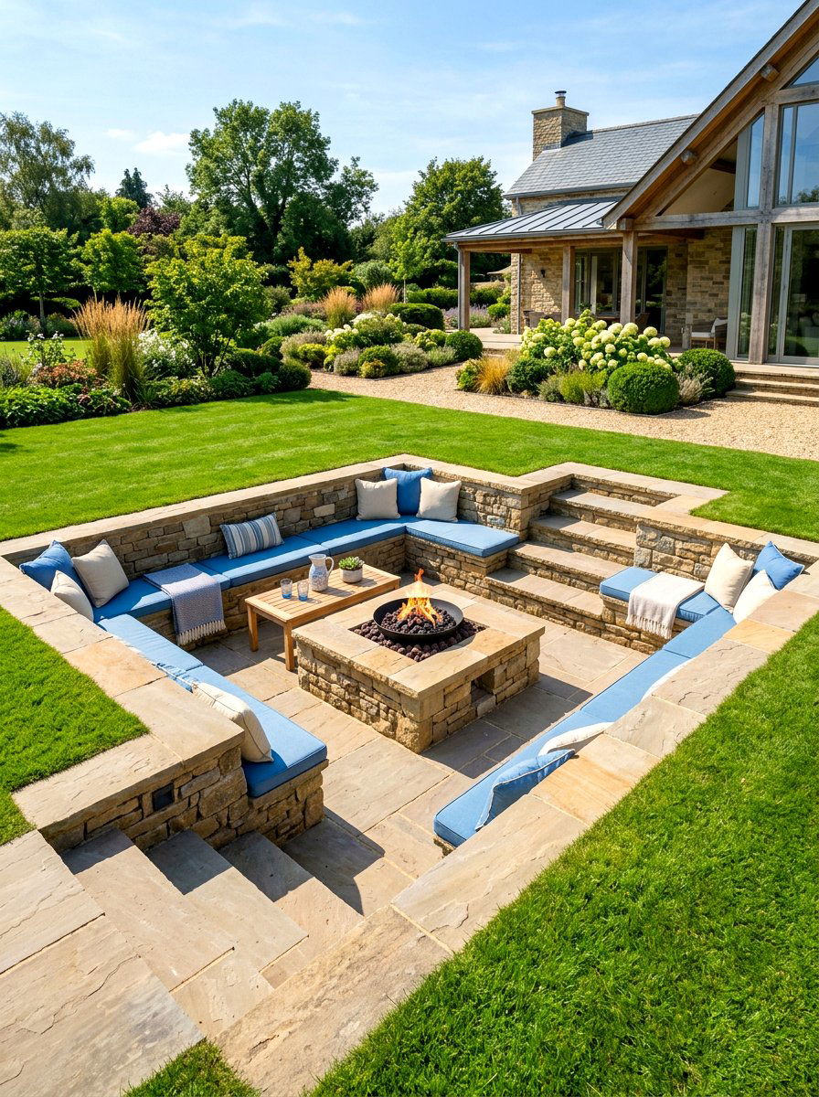 Sunken patio conversation pit - 30 patio conversation area ideas