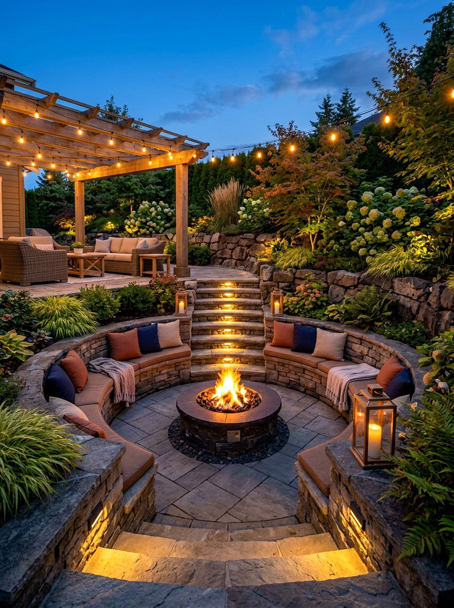 Sunken paver fire pit - 30 paver fire pit patio ideas