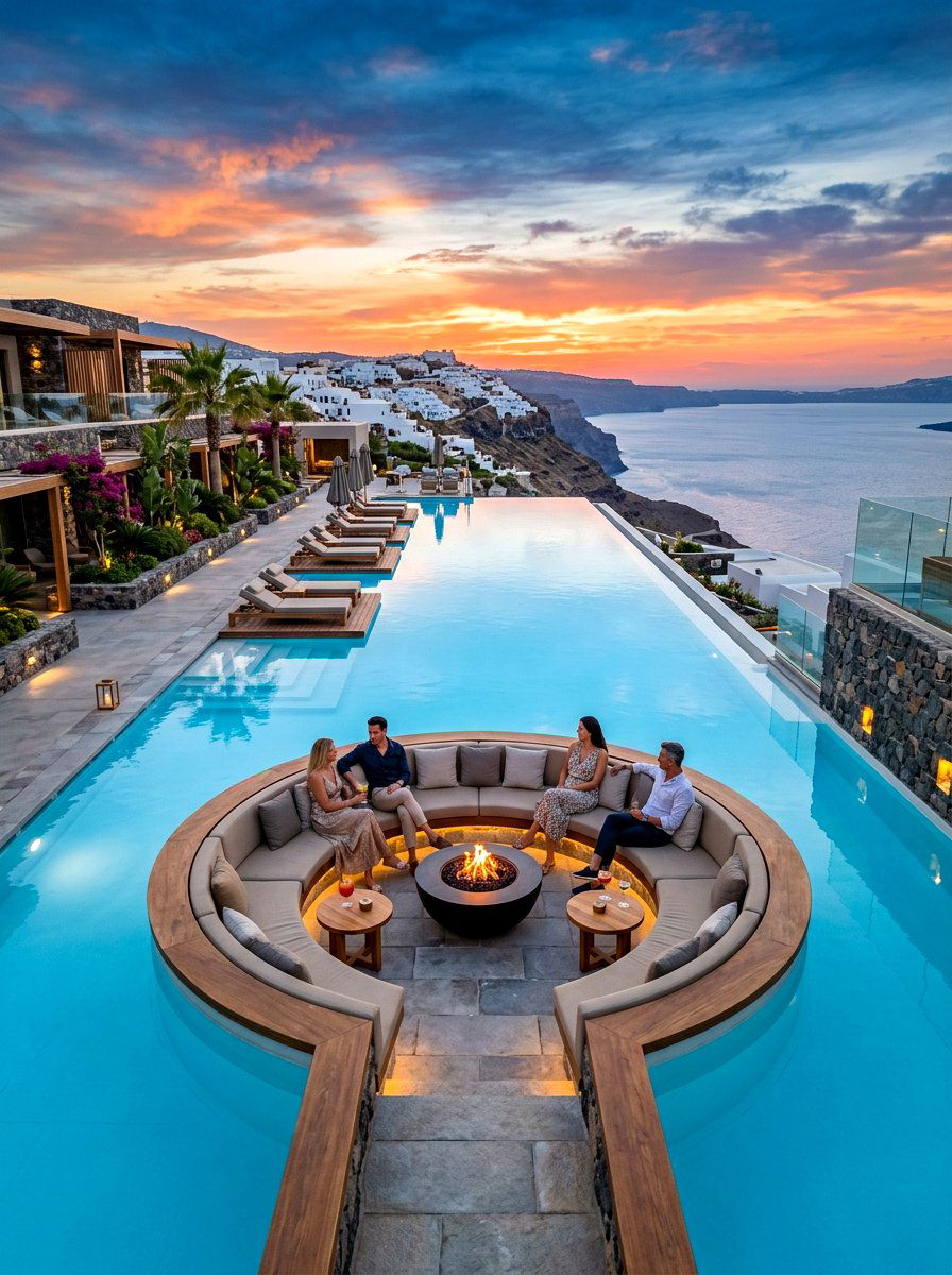 Sunken seating infinity pool - 30 infinity pool backyard ideas