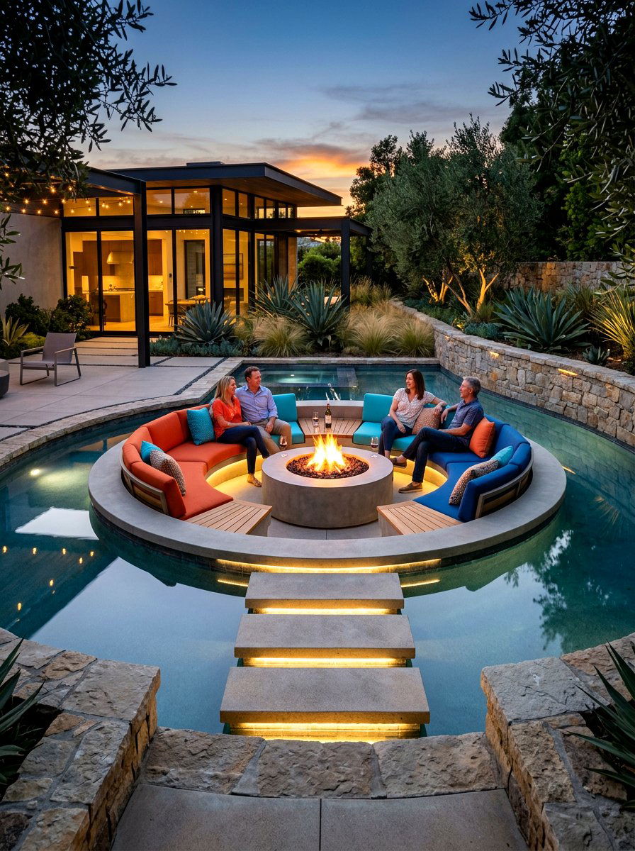 Sunken seating pool - 30 modern pool ideas