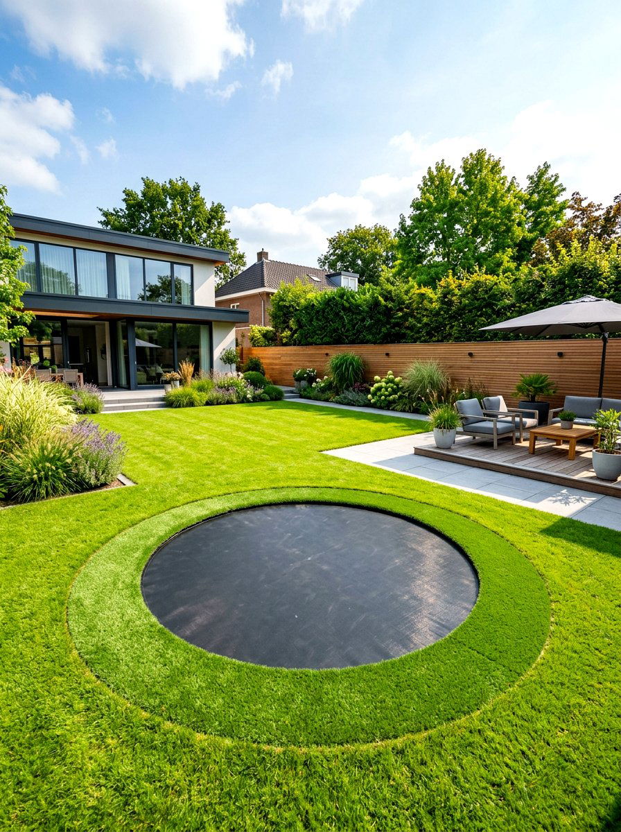 Sunken trampoline area - 30 luxury landscaping ideas