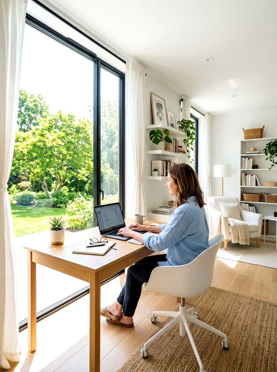 Sunlight Filled Home Office - 30 minimalist home office ideas
