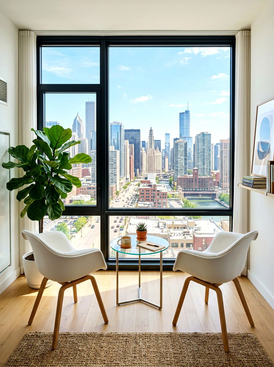 Sunlight Filled Window Side Nook - 30 office meeting corner ideas