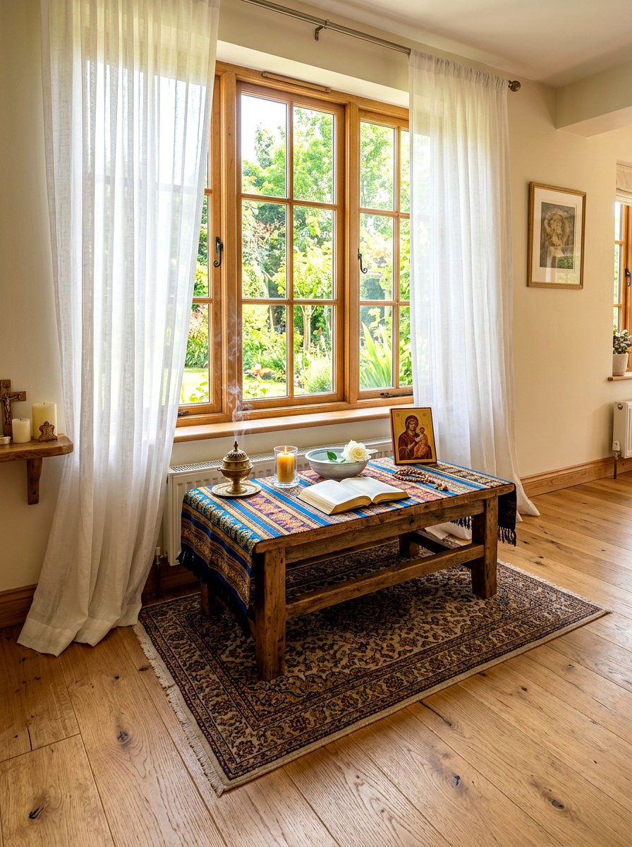 Sunlit Window Prayer Area - 30 home altar ideas