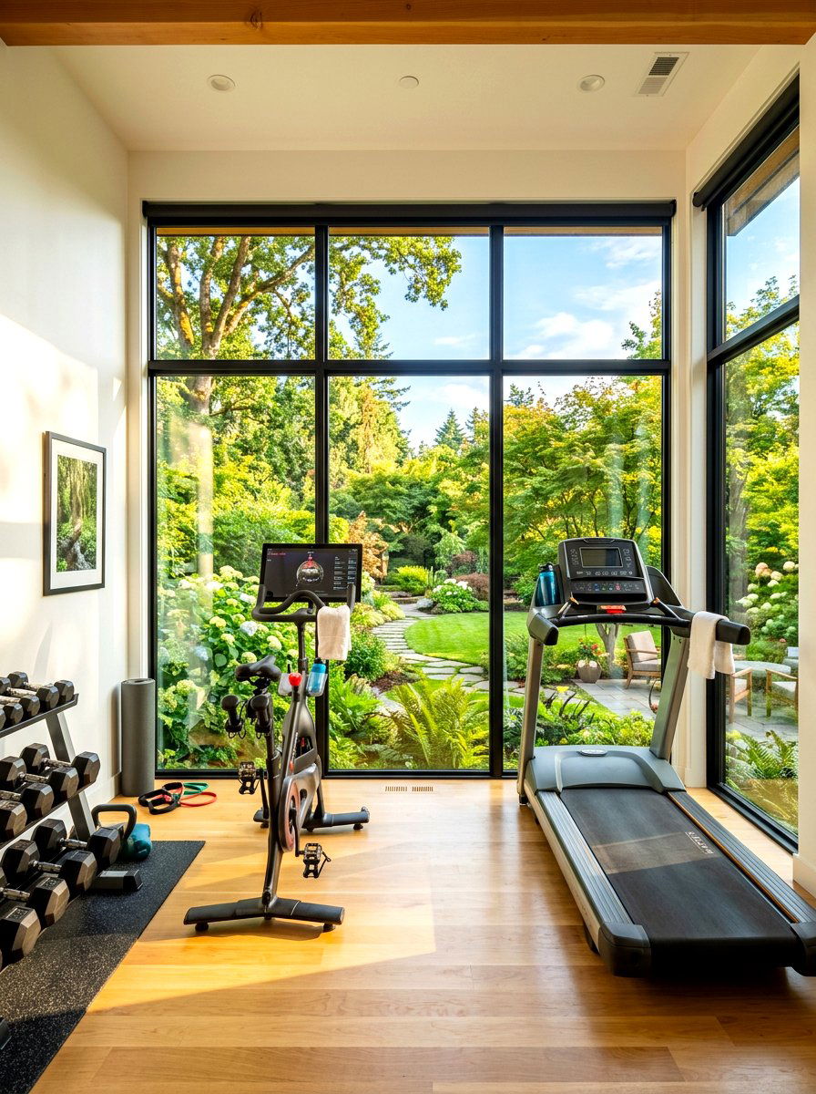 Sunlit gym - 30 home gym ideas