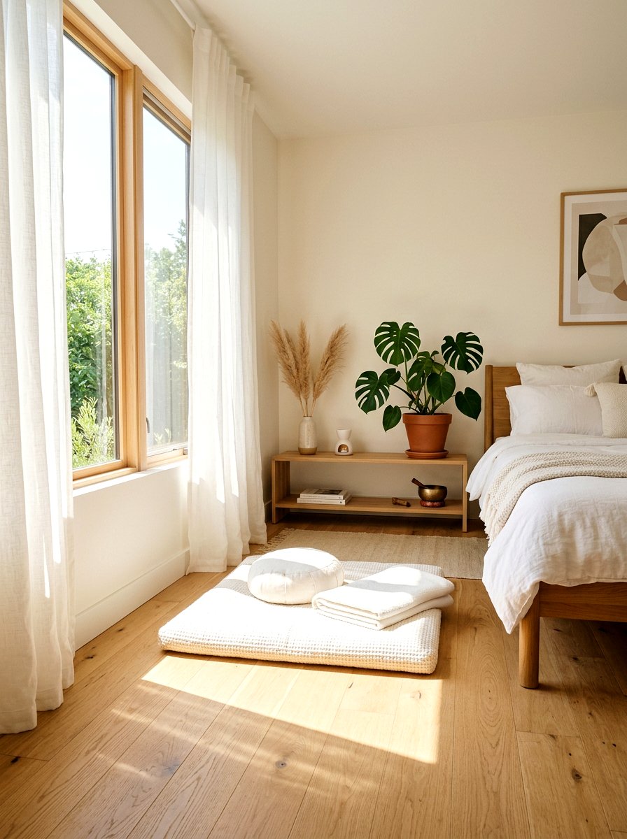 Sunlit meditation bedroom corner - 30 meditation corner bedroom ideas