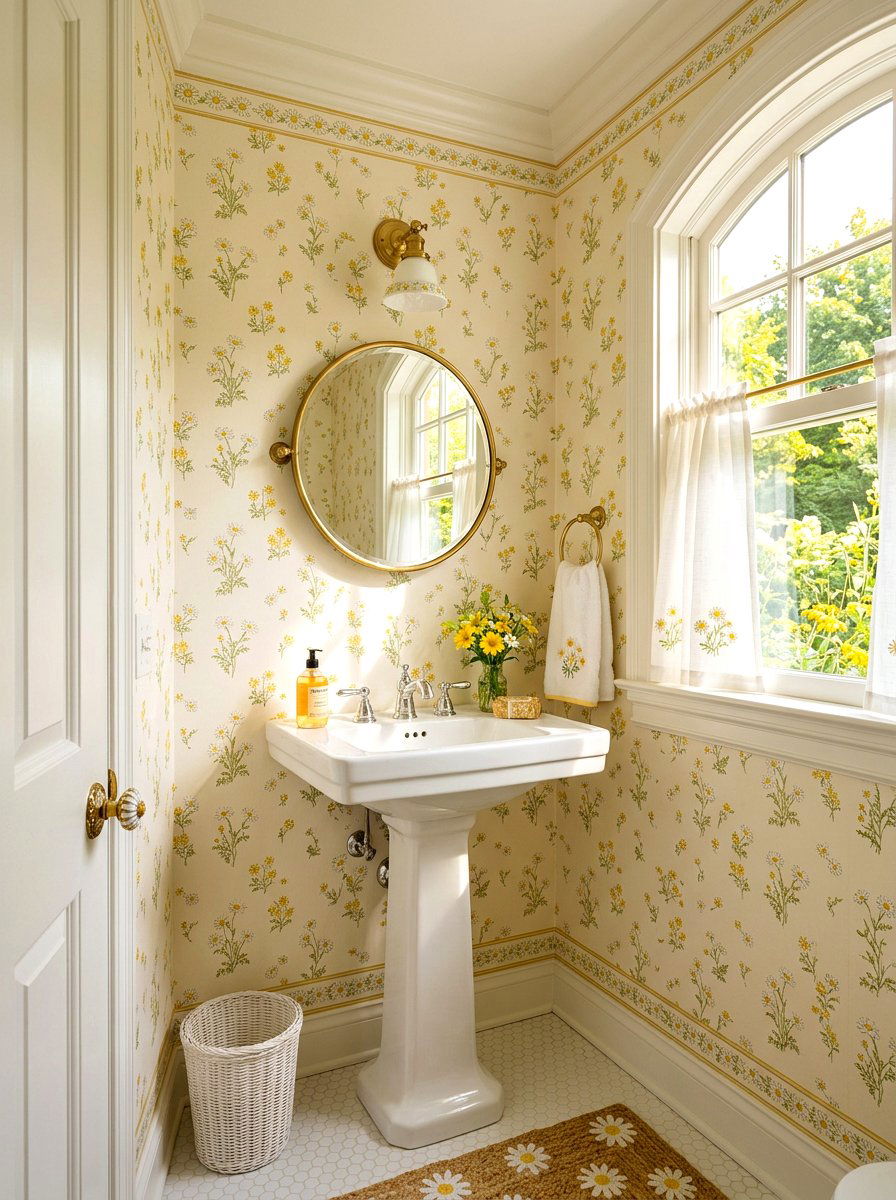 Sunny Daisy Powder Room - 30 bloomcore bathroom ideas