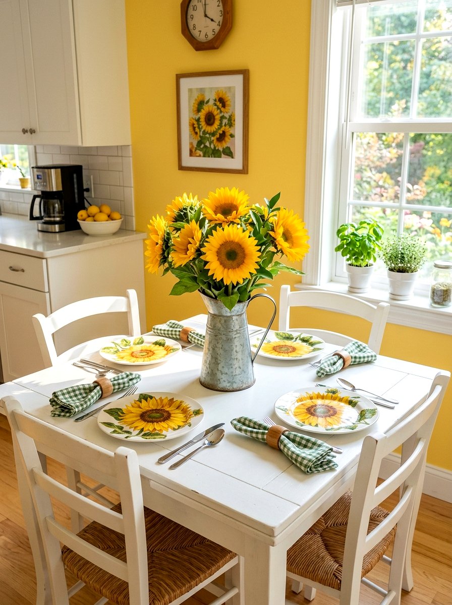 Sunny Sunflower Kitchen Table - 30 floral tablescape ideas